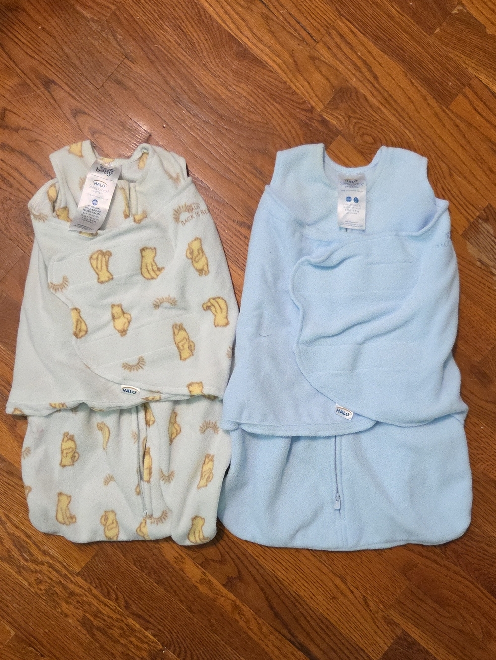 Halo Kids Sleep Sacks Set Light Blue Pale Blue Yellow Bear Print (2) 0 To 3m